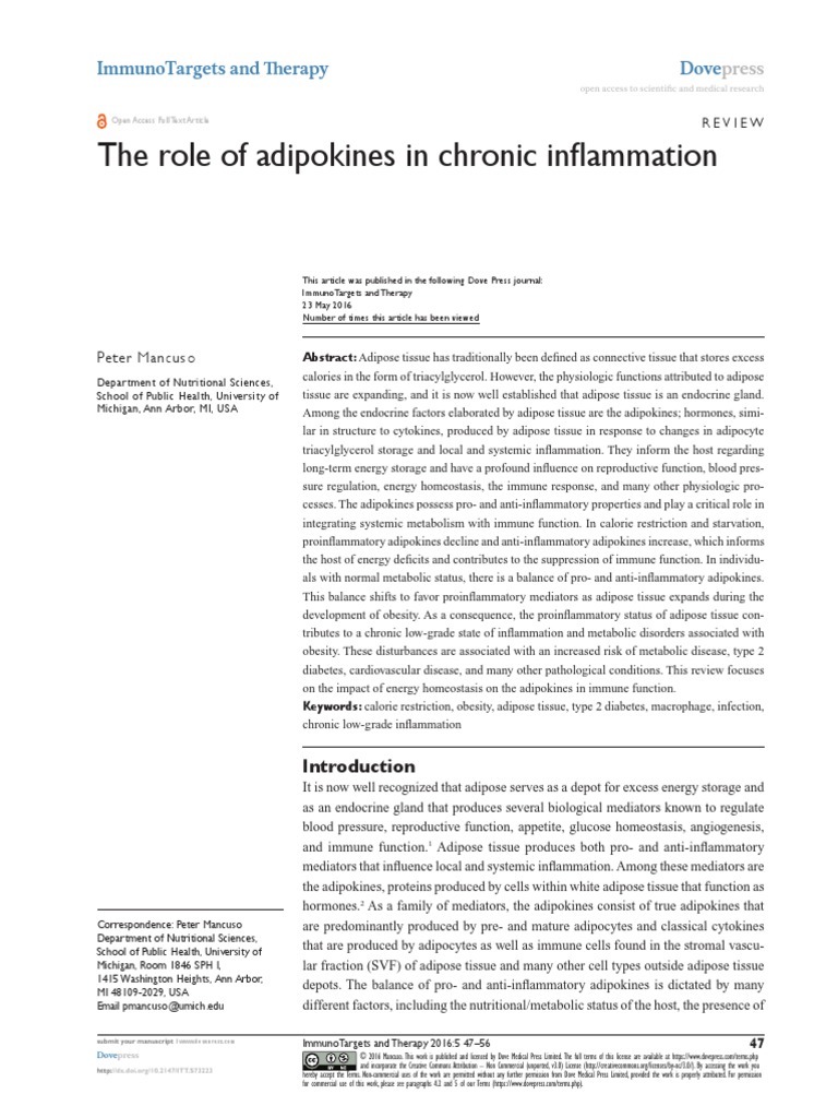 The Role of Adipokines in Chronic Inflammation 2222 | PDF ...