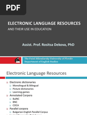 Electronic Language Resources