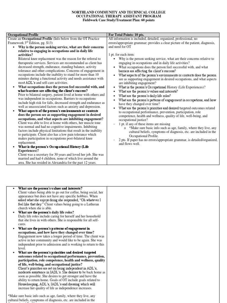 Occupational Therapy Treatment Plan Post-Knee Surgery | PDF | Mental ...