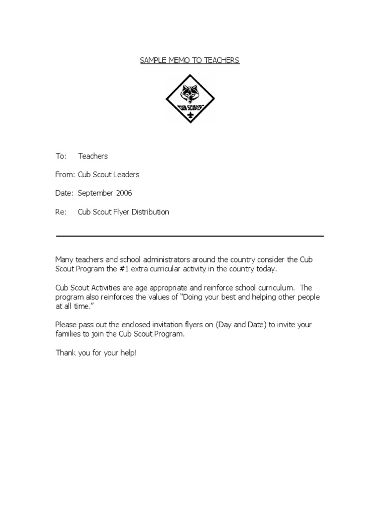 Sample Memo To Teachers