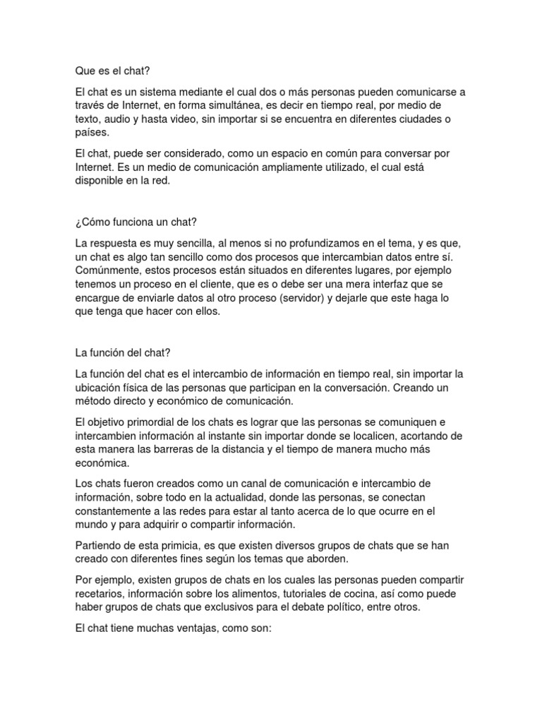 Qué es el chat y cómo funciona | PDF | Chat en linea | Informática