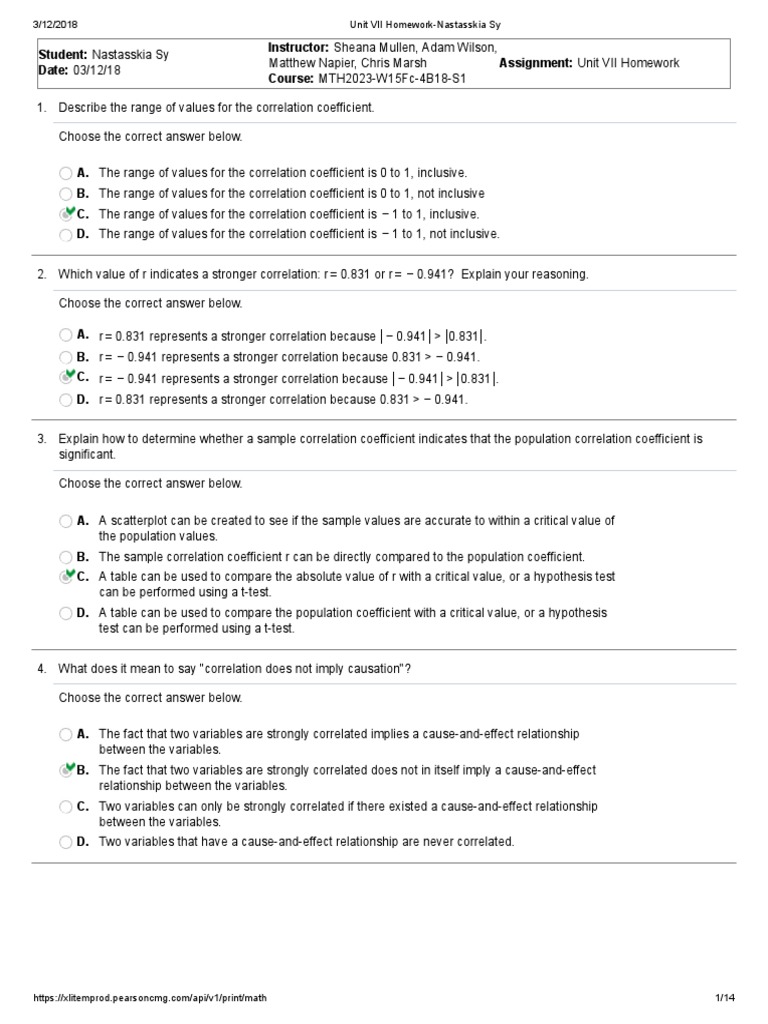 Unit Vii Homework Nastasskia Sy Pdf Correlation And Dependence Coefficient Of Determination