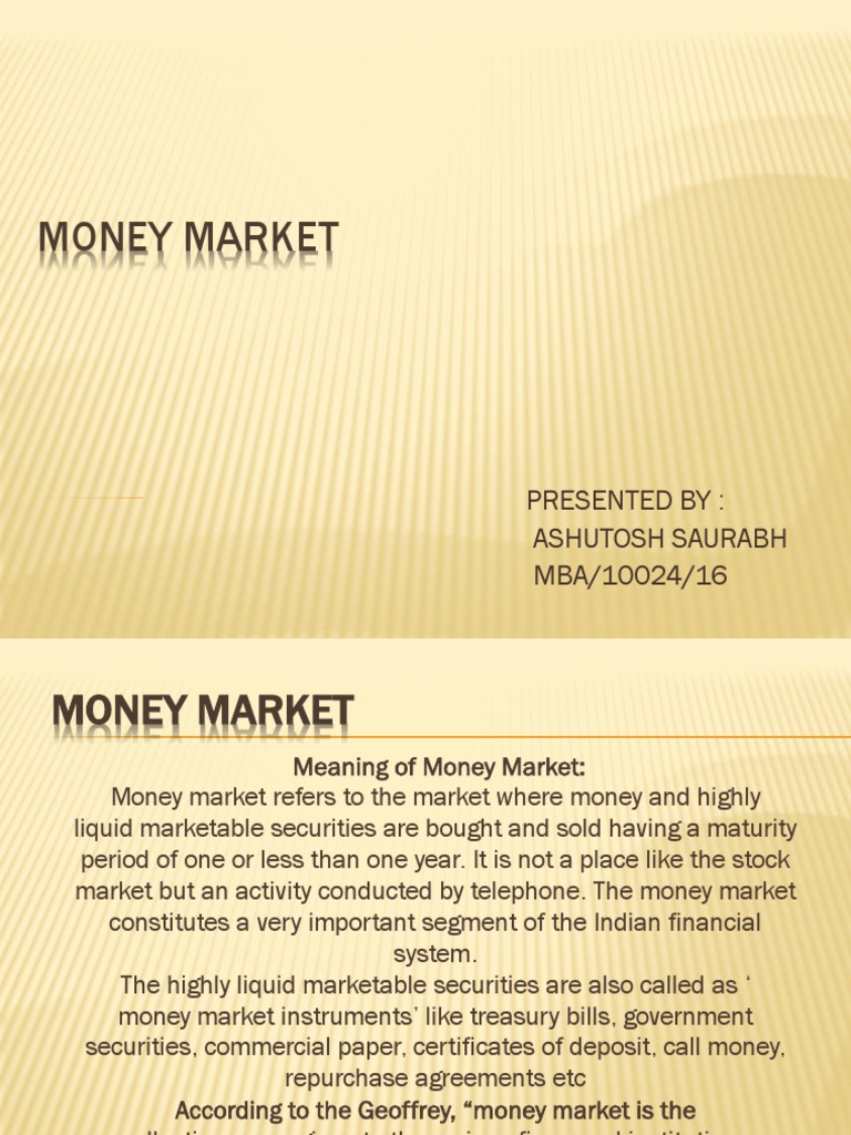Understanding the Money Market Basics | PDF | Money Market | Financial ...