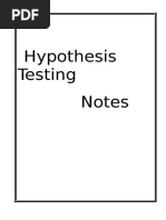 Hypothesis Testing Notes and Samlping