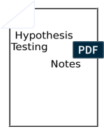 Hypothesis Testing Notes and Samlping