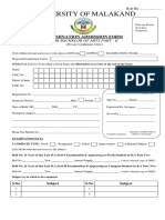 University of Malakand: Examination Admission Form
