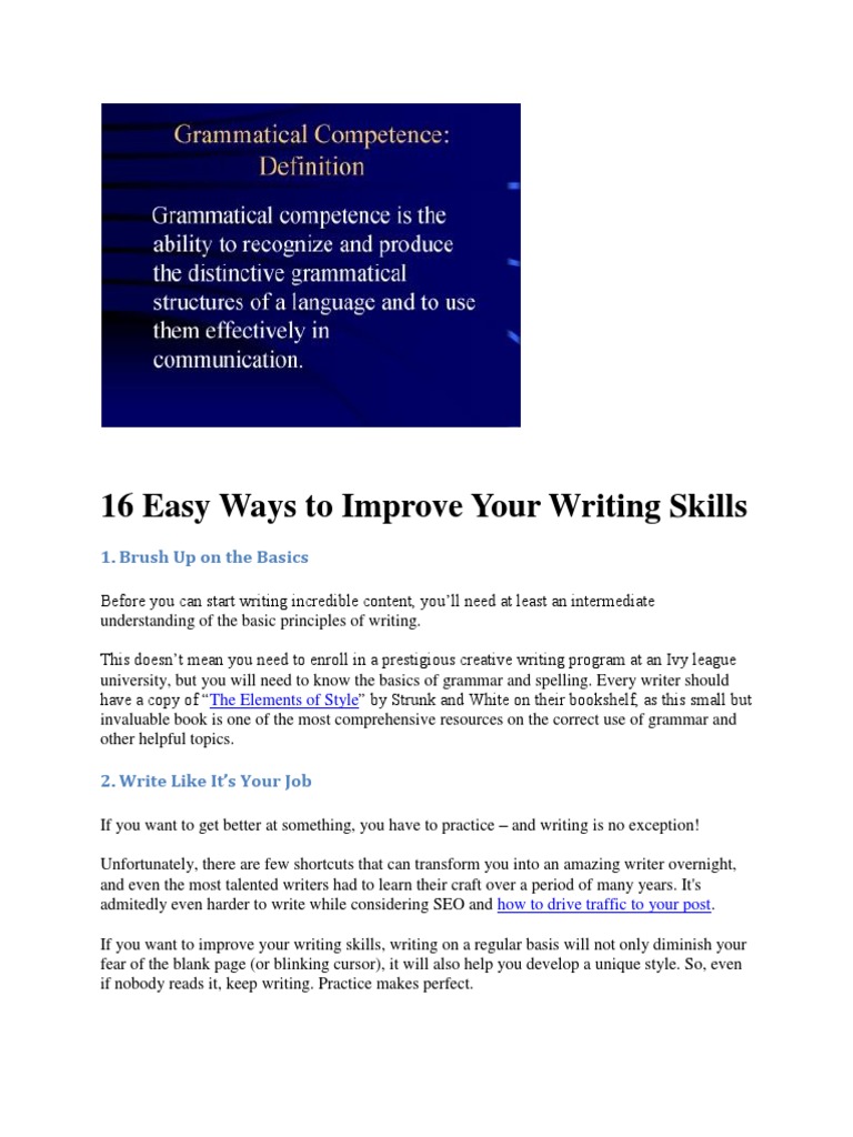 16 Tips to Enhance Your Writing Skills | PDF | Grammatical Gender | Verb