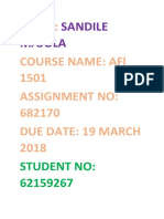 Name: Course Name: Afl 1501 Assignment No: 682170 Due Date: 19 March 2018