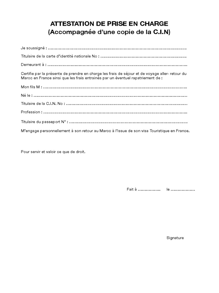 Attestation de Prise en Charge | PDF