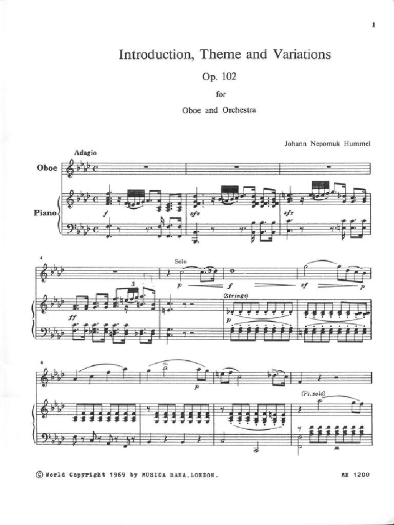 Hummel Adagio and Variation For Oboe Piano PDF PDF