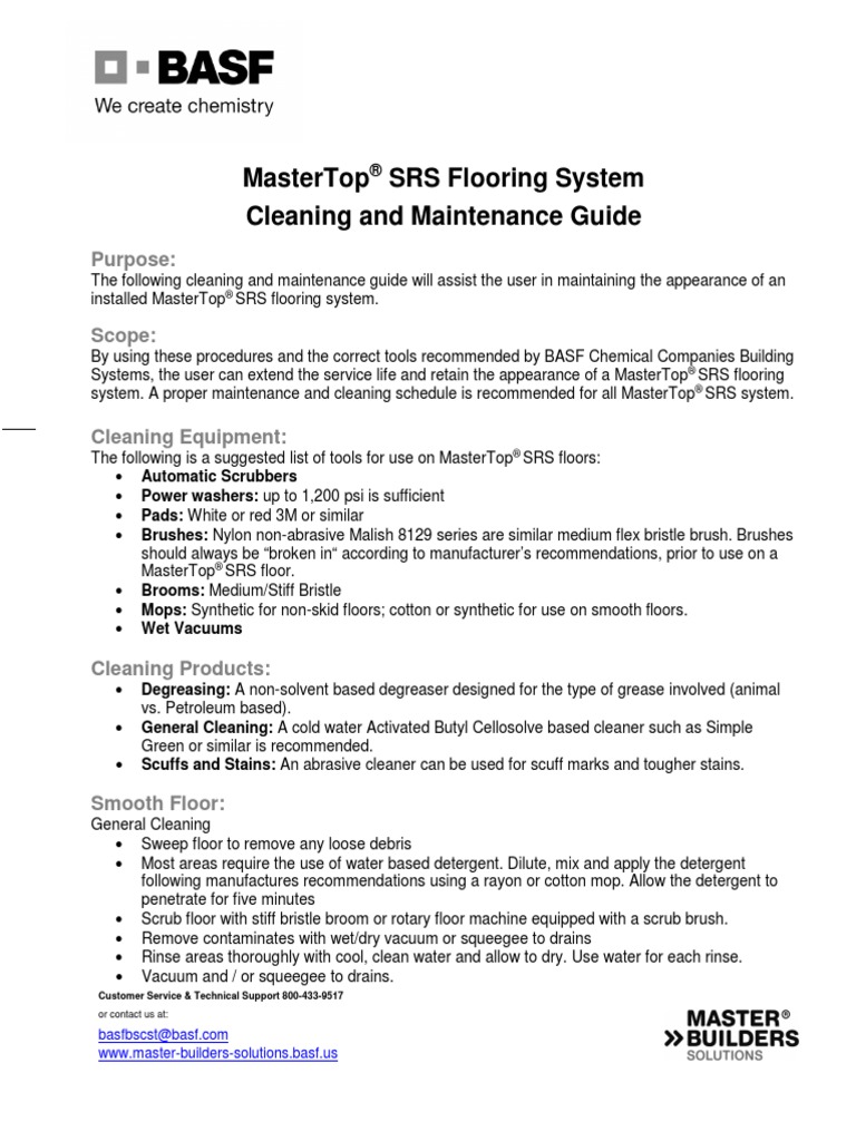 MasterTop® SRS Flooring Care Guide | PDF | Vacuum Cleaner | Washing Machine