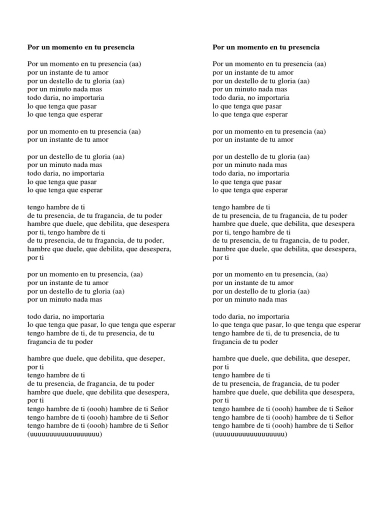 Por Un Momento En Tu Presencia Pdf