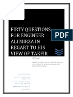 Firty Questions For Engineer Ali Mirza in Regart To His View of Takfir.,refuting Ali Mirza