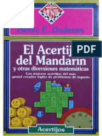 El Acertijo Del Mandarín y Otras Diversiones Matemáticas - Henry Dudeney