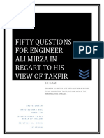 Fifty Questions For Engineer Ali Mirza in Regart To His View of Takfir.,refuting Ali Mirza