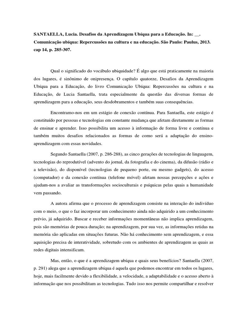 Desafios da Aprendizagem Ubíqua na Educação | PDF | Aprendizado ...