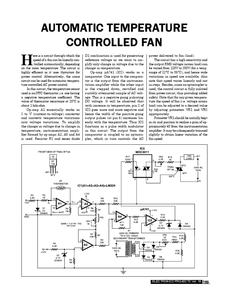 Automatic Temperature Controlled Fan PDF Operational Amplifier Amplifier