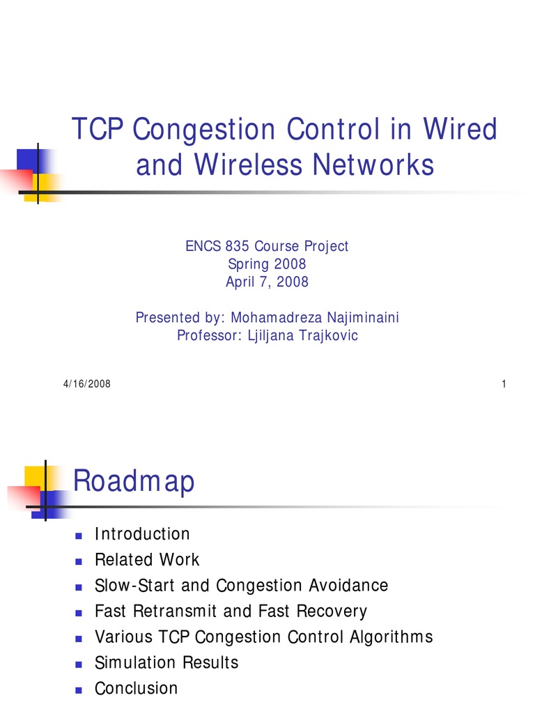 TCP Congestion Control in Wired and Wireless Networks | PDF ...