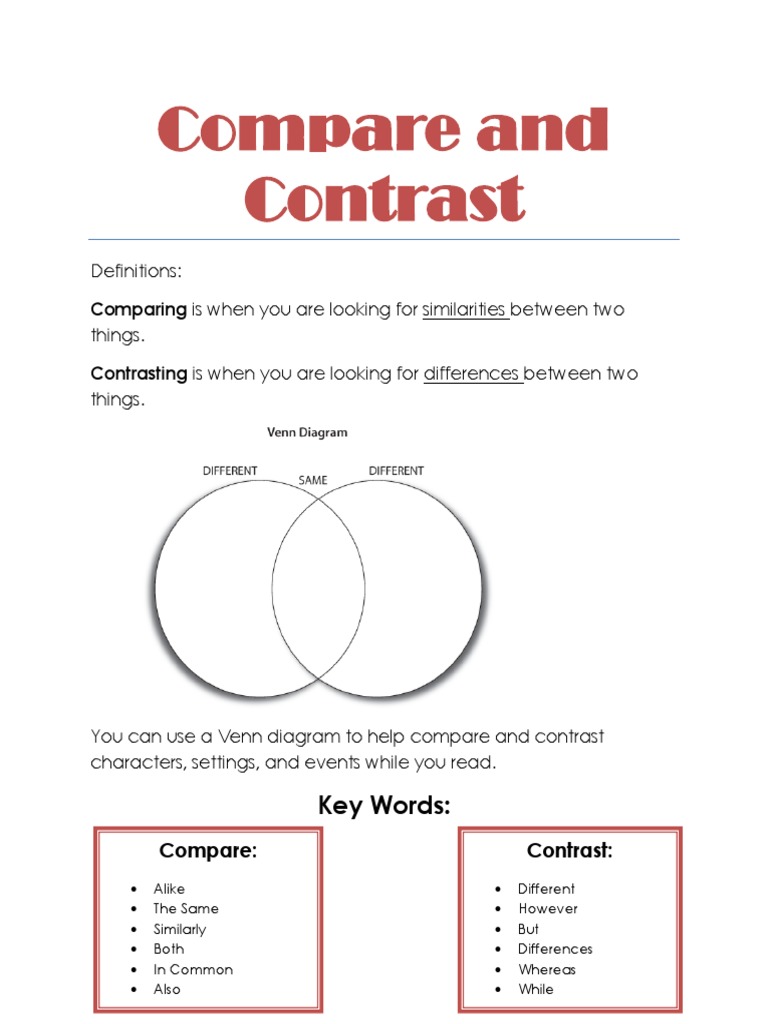 Compare and Contrast Notes | PDF | Citation | Writing