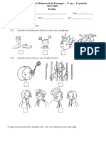 Ficha de Avaliação Trimestral de Português 1º Ano 1º Período