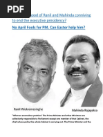 What Likelihood of Ranil and Mahinda Conniving To End The Executive Presidency