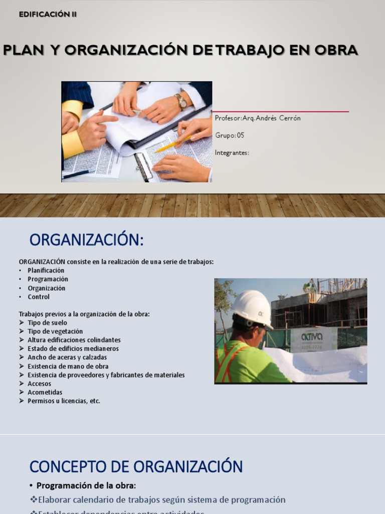 Plan y Organización de Trabajo en Obra | PDF | Planificación | Presupuesto