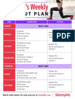 Beginner's Weekly Workout Plan Calendar