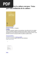 Notas Thomas Eliot La Unidad de La Cultura Europea