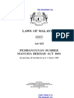 Act 612 Pembangunan Sumber Manusia Berhad Act 2001