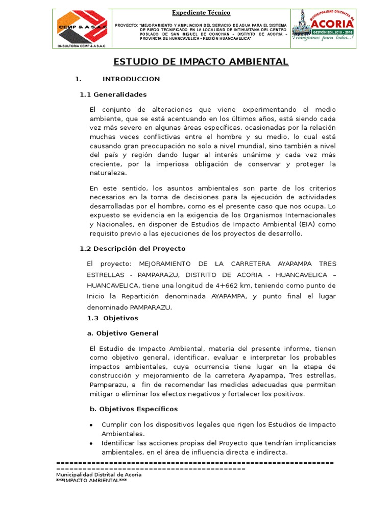 Estudio de Impacto Ambiental | PDF | Evaluación de impacto ambiental ...