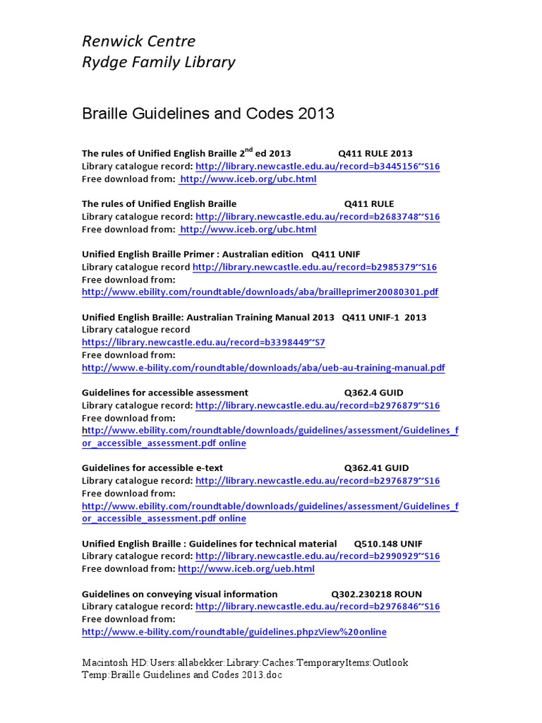Braille Guidelines and Codes 2013 | PDF | Computer Data | Computing