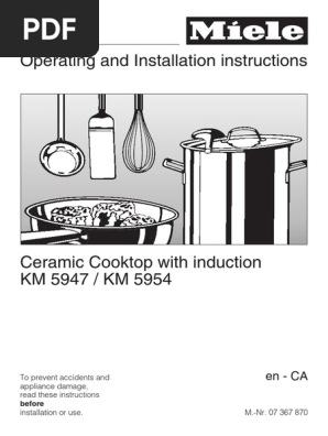 Miele Induction Cooktop Manual Km5947 5954 Cookware And Bakeware