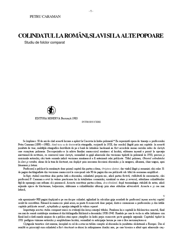 Colindatul La Romani Slavi Si La Alte Popoare Pdf