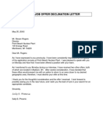 Sample Job Offer Declination Letter