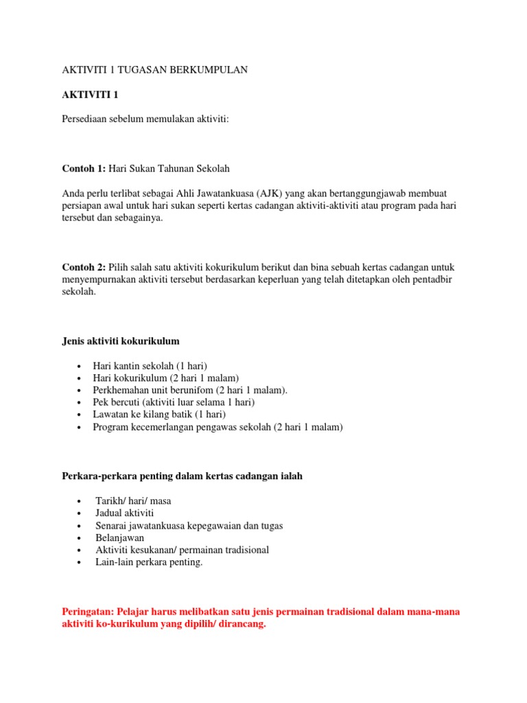 Aktiviti 1 Tugasan Berkumpulan Pdf