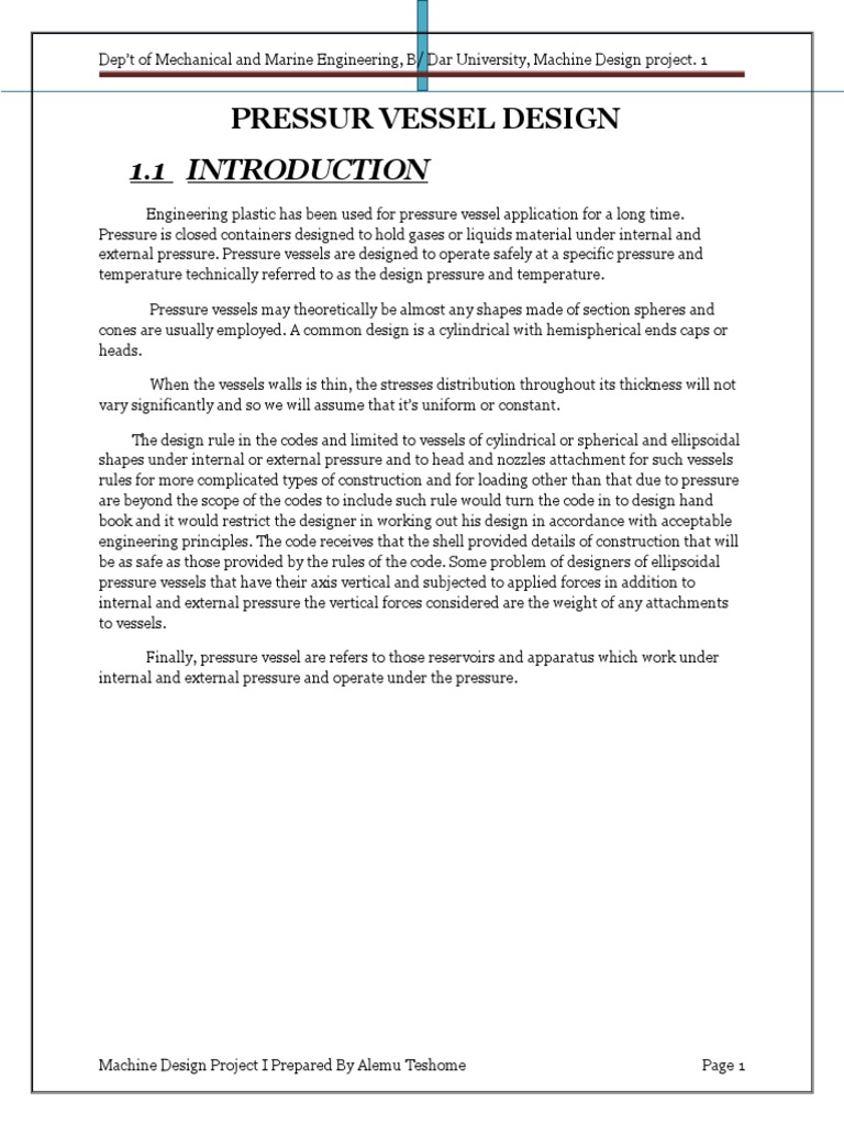 Project of Pressure Vessel | PDF | Screw | Mechanical Engineering