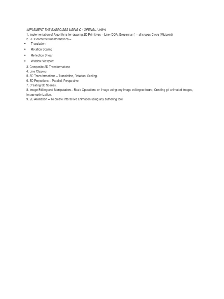 2D/3D Graphics & Animation in C/OpenGL/Java | PDF