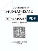 Bibliotheque D'humanisme Et Renaissance Tome Xvi Nos. 1-3 - 1954 PDF