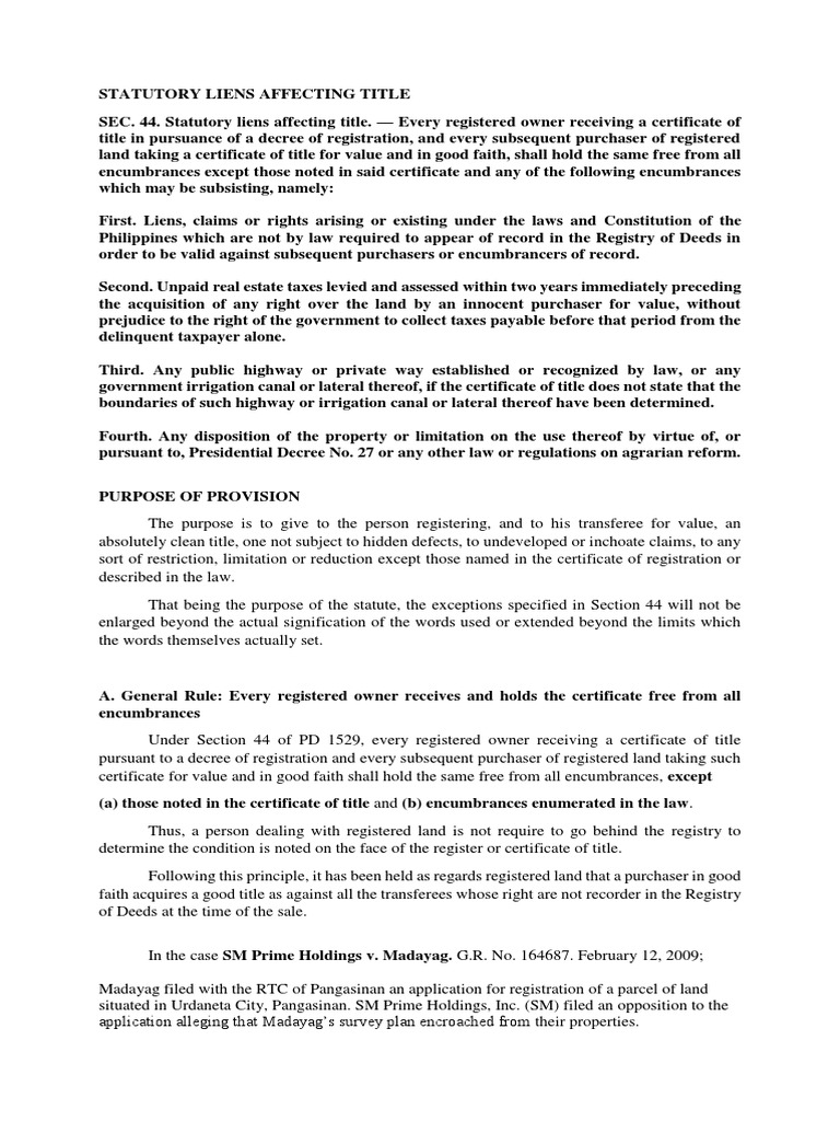 Statutory Liens Affecting Title PDF Lien Eminent Domain