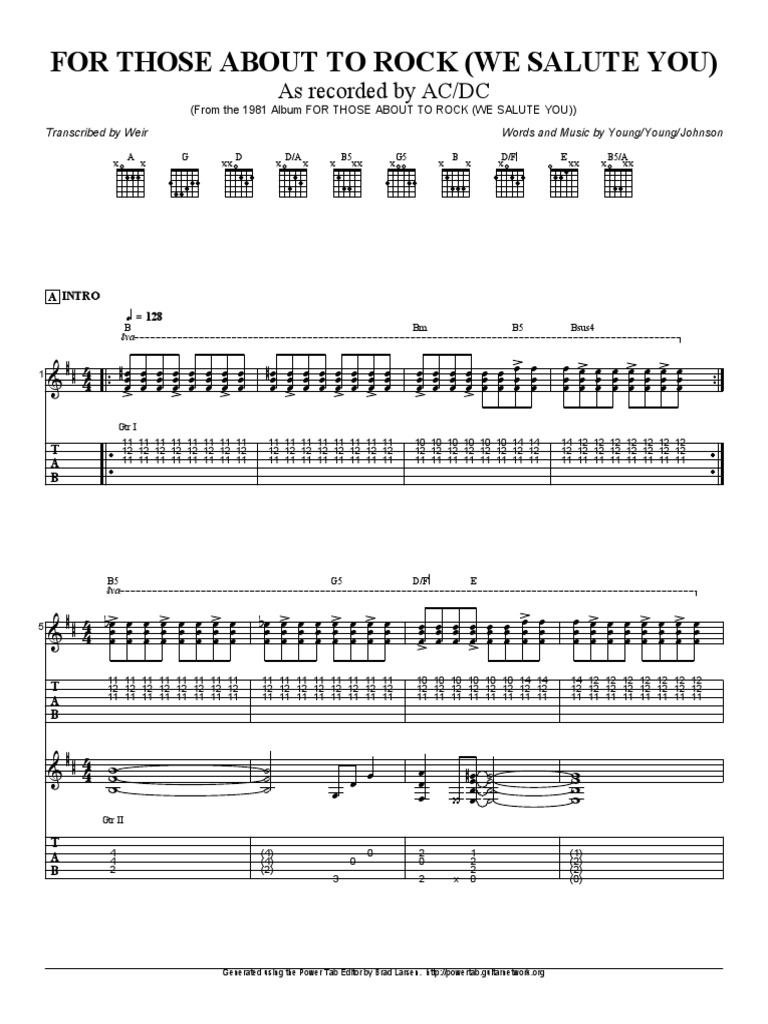 AC/DC For Those About to Rock Tab | PDF | Hard Rock | Rock Music