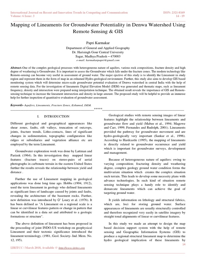 Groundwater Mapping Using GIS & Remote Sensing | PDF | Geographic ...