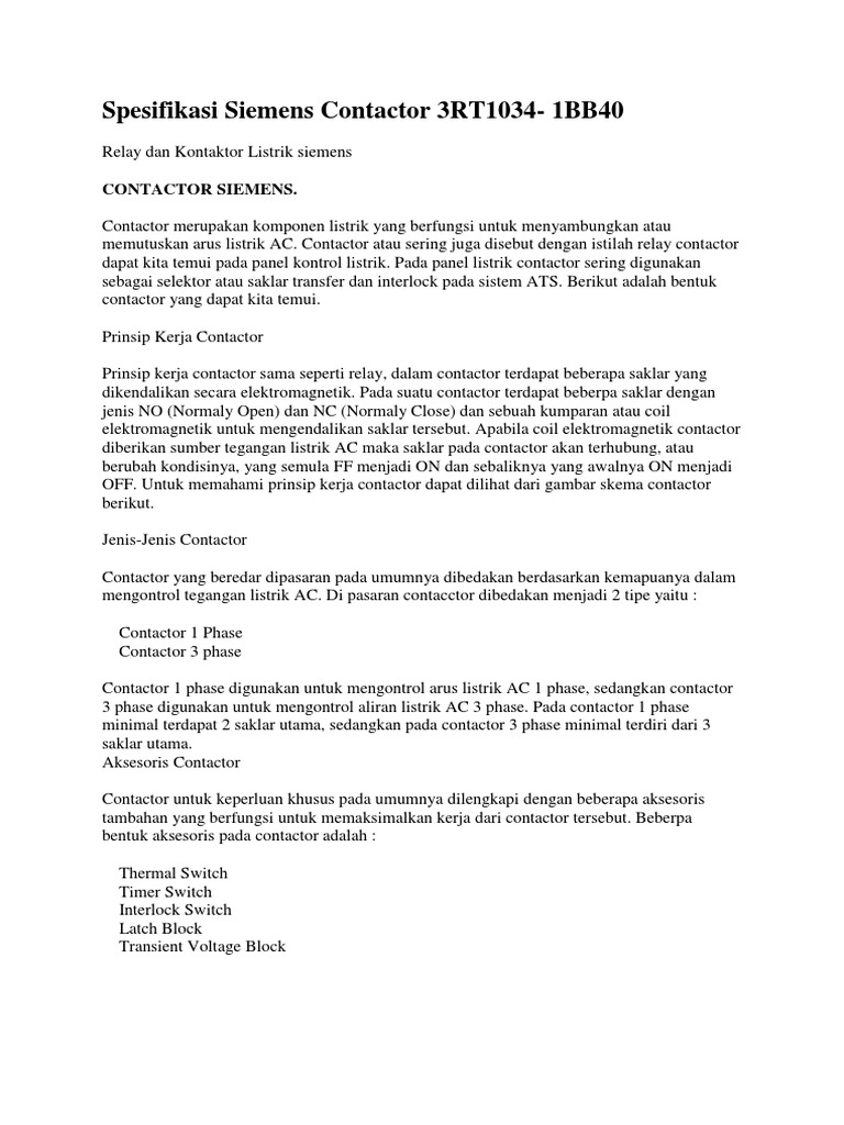 jenis jenis kontaktor