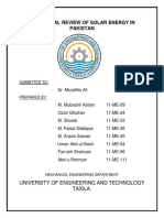 Statistical Review of Solar Energy in Pakistan: University of Engineering and Technology Taxila