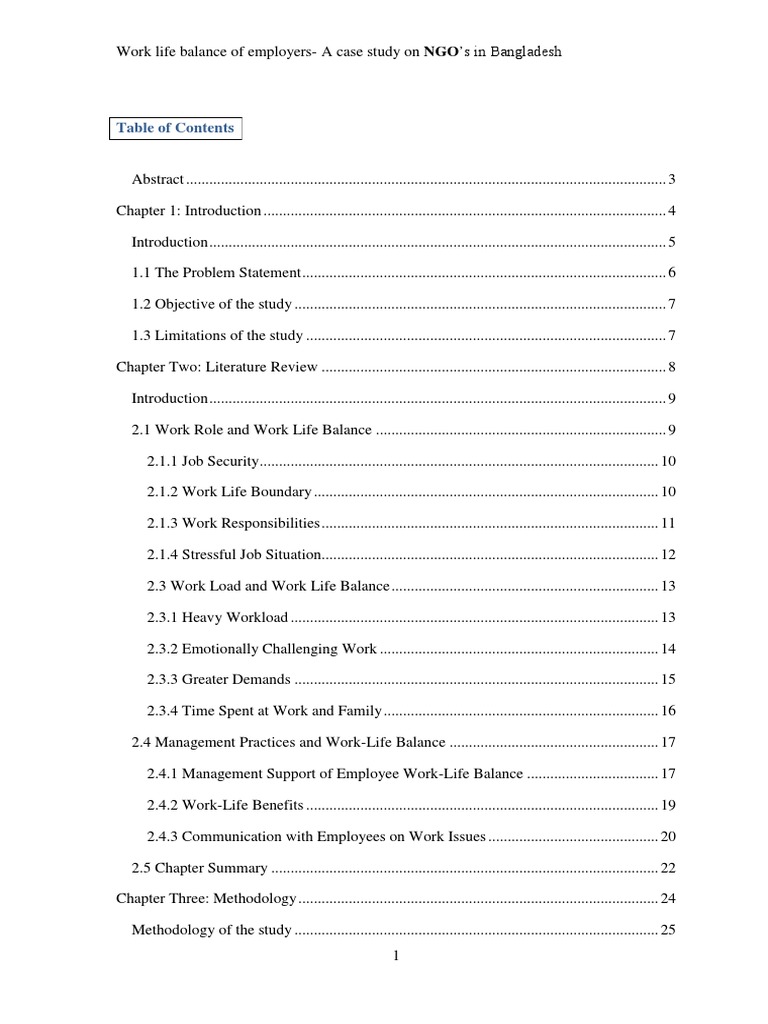 Work Life Balance in NGOO Sector | PDF | Work–Life Balance ...