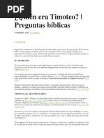 ¿Quién Era Timoteo Preguntas Bíblicas