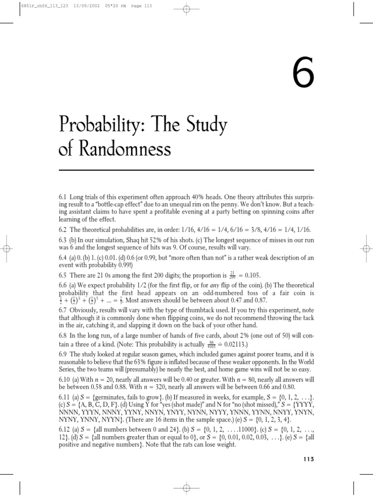 AP Stats Ch.6 AnswerKey | PDF | Teaching Mathematics
