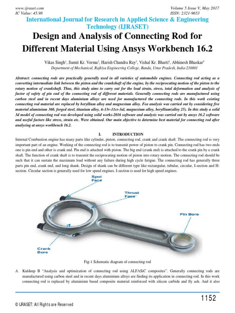 Design and Analysis of Connecting Rod For Different Material Using ...