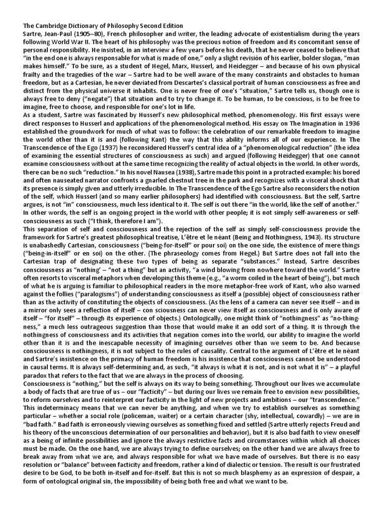 Sartres Proof Of Non-Existence Essay