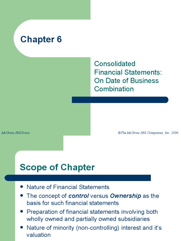 Consolidated Financial Statements: On Date of Business Combination ...