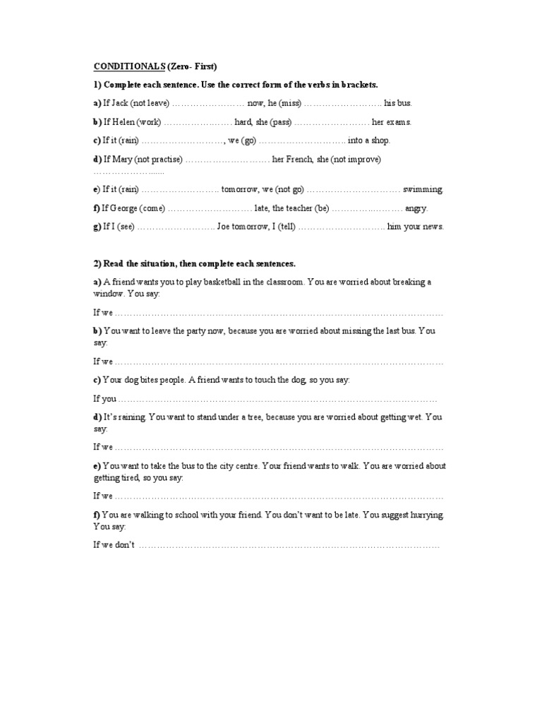 Conditionals (Zero and First) | PDF